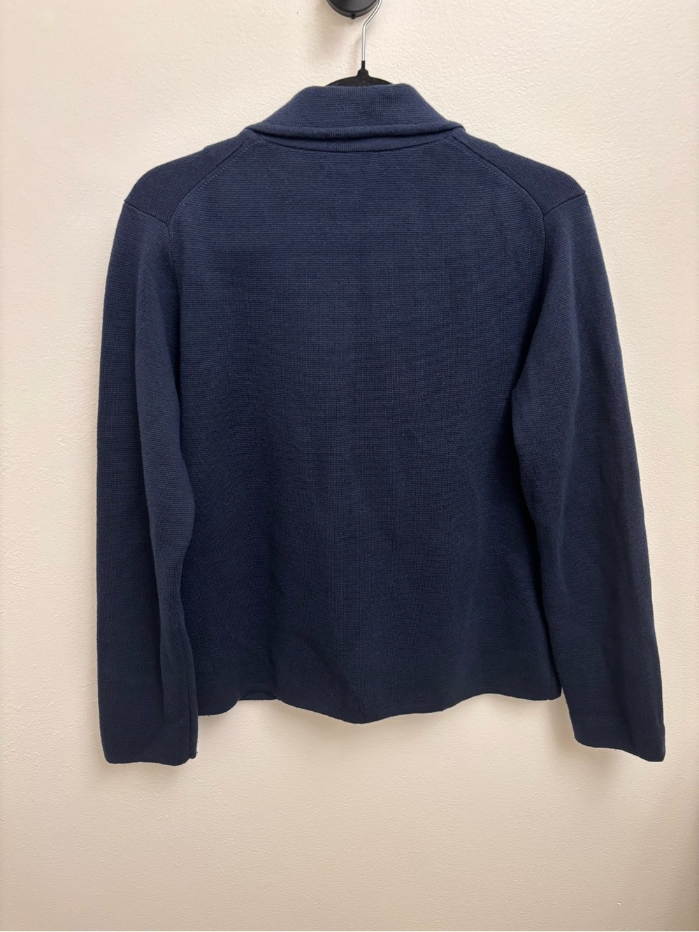 J. Crew Cropped Single-Button Sweater Blazer Knit Cotton Navy Blue Medium - Picture 3 of 14